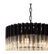 Poland 45cm Pendant Round 5 Light E14 Matt Black/Cognac Sculpted Glass-6