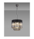 Poland 45cm Pendant Round 5 Light E14 Matt Black/Smoked Sculpted Glass-3