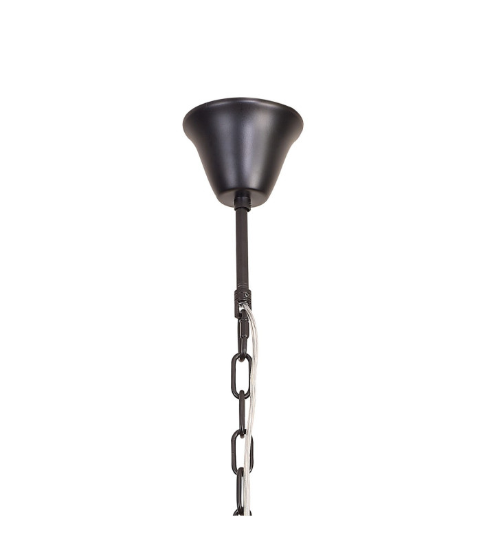 Poland 45cm Pendant Round 5 Light E14 Matt Black/Smoked Sculpted Glass-5