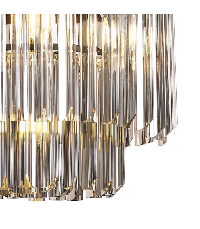 Poland 45cm Pendant Round 5 Light E14 Matt Black/Smoked Sculpted Glass-7