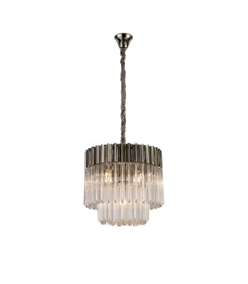 Poland 45cm Pendant Round 5 Light E14 Polished Nickel/Clear Sculpted Glass-1