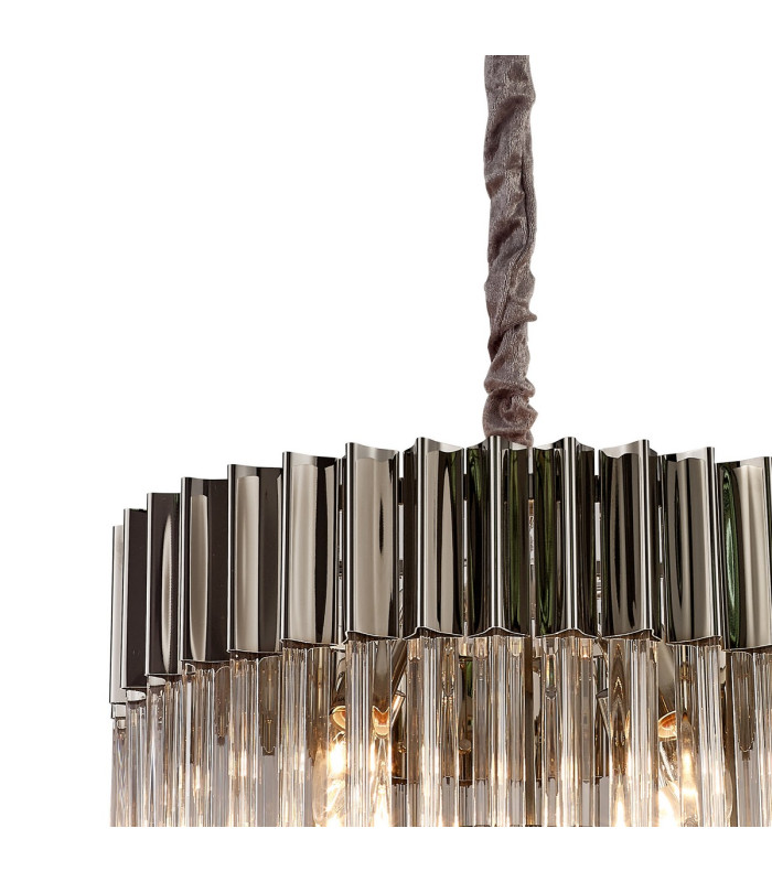 Poland 45cm Pendant Round 5 Light E14 Polished Nickel/Clear Sculpted Glass-6