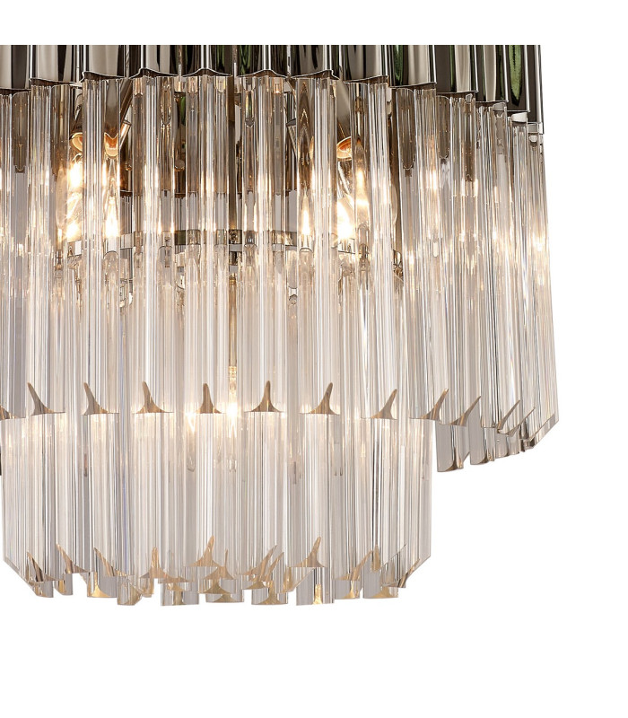 Poland 45cm Pendant Round 5 Light E14 Polished Nickel/Clear Sculpted Glass-7