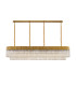 Poland 200 x 40cm Linear Pendant 10 Light E14 Brass/Cognac Sculpted Glass Item Weight: 53kg-4