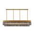 Poland 200 x 40cm Linear Pendant 10 Light E14 Brass/Smoked Sculpted Glass Item Weight: 53kg-1