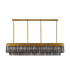 Poland 200 x 40cm Linear Pendant 10 Light E14 Brass/Smoked Sculpted Glass Item Weight: 53kg-4