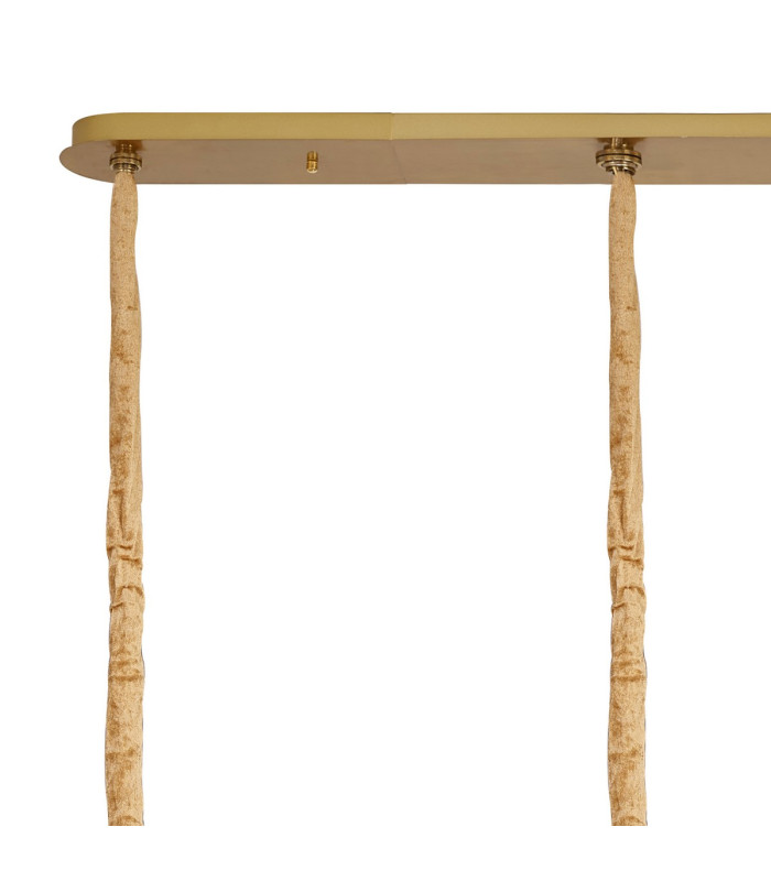 Poland 200 x 40cm Linear Pendant 10 Light E14 Brass/Smoked Sculpted Glass Item Weight: 53kg-6