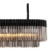 Poland 200 x 40cm Linear Pendant 10 Light E14 Matt Black/Smoked Sculpted Glass Item Weight: 53kg-8