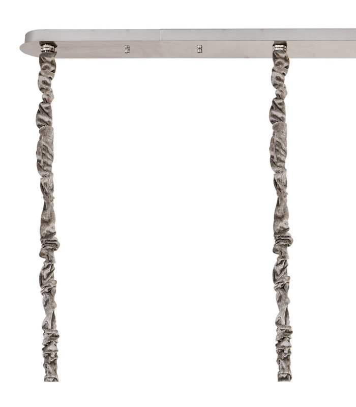 Poland 200 x 40cm Linear Pendant 10 Light E14 Polished Nickel/Clear Sculpted Glass Item Weight: 53kg-6