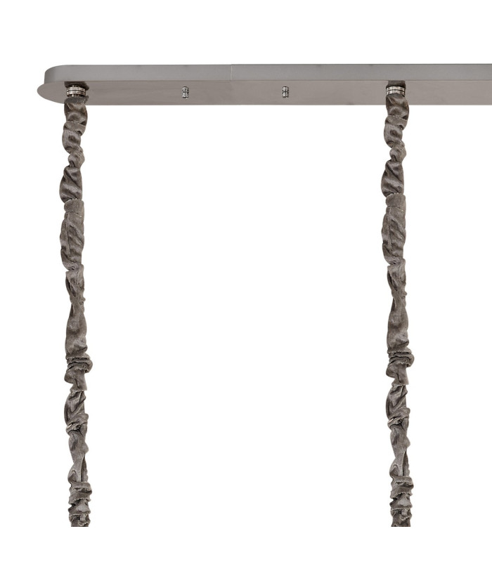 Poland 200 x 40cm Linear Pendant 10 Light E14 Polished Nickel/Cognac Sculpted Glass Item Weight: 53kg-6