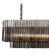 Poland 200 x 40cm Linear Pendant 10 Light E14 Polished Nickel/Smoked Sculpted Glass Item Weight: 53kg-5