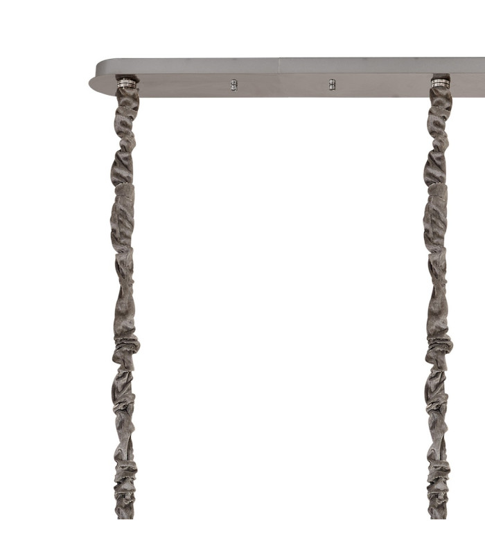 Poland 200 x 40cm Linear Pendant 10 Light E14 Polished Nickel/Smoked Sculpted Glass Item Weight: 53kg-6