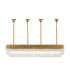 Poland 200 x 40cm Linear Pendant Bell Cup 10 Light E14 Brass/Clear Sculpted Glass Item Weight: 48kg-1