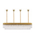 Poland 200 x 40cm Linear Pendant Bell Cup 10 Light E14 Brass/Clear Sculpted Glass Item Weight: 48kg-4