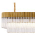 Poland 200 x 40cm Linear Pendant Bell Cup 10 Light E14 Brass/Clear Sculpted Glass Item Weight: 48kg-5