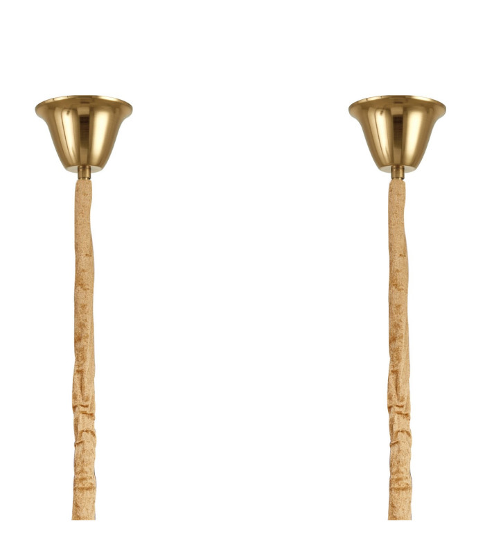 Poland 200 x 40cm Linear Pendant Bell Cup 10 Light E14 Brass/Clear Sculpted Glass Item Weight: 48kg-6