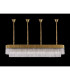 Poland 200 x 40cm Linear Pendant Bell Cup 10 Light E14 Brass/Clear Sculpted Glass Item Weight: 48kg-9