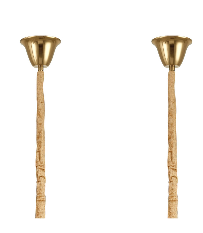 Poland 200 x 40cm Linear Pendant Bell Cup 10 Light E14 Brass/Cognac Sculpted Glass Item Weight: 48kg-6