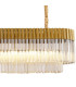 Poland 200 x 40cm Linear Pendant Bell Cup 10 Light E14 Brass/Cognac Sculpted Glass Item Weight: 48kg-8