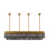 Poland 200 x 40cm Linear Pendant Bell Cup 10 Light E14 Brass/Smoked Sculpted Glass Item Weight: 48kg-4