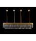 Poland 200 x 40cm Linear Pendant Bell Cup 10 Light E14 Brass/Smoked Sculpted Glass Item Weight: 48kg-9