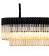 Poland 200 x 40cm Linear Pendant Bell Cup 10 Light E14 Matt Black/Cognac Sculpted Glass Item Weight: 48kg-5