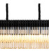 Poland 200 x 40cm Linear Pendant Bell Cup 10 Light E14 Matt Black/Cognac Sculpted Glass Item Weight: 48kg-7