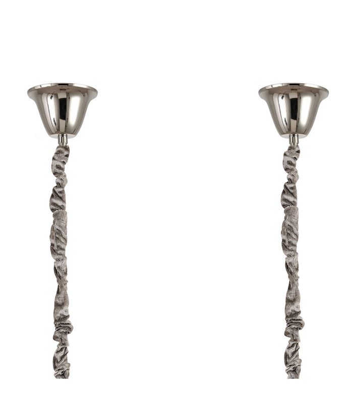 Poland 200 x 40cm Linear Pendant Bell Cup 10 Light E14 Polished Nickel/Clear Sculpted Glass Item Weight: 48kg-6