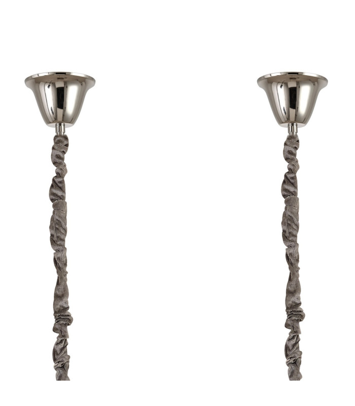 Poland 200 x 40cm Linear Pendant Bell Cup 10 Light E14 Polished Nickel/Cognac Sculpted Glass Item Weight: 48kg-6
