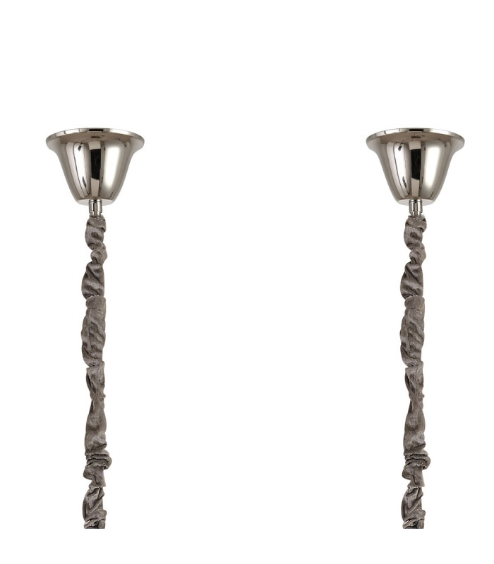 Poland 200 x 40cm Linear Pendant Bell Cup 10 Light E14 Polished Nickel/Smoked Sculpted Glass Item Weight: 48kg-6