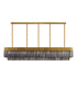 Poland 225 x 40cm Linear Pendant 12 Light E14 Brass/Smoked Sculpted Glass Item Weight: 60kg-4