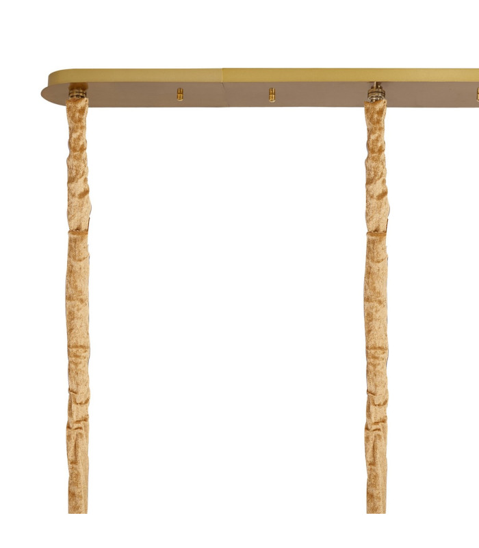 Poland 225 x 40cm Linear Pendant 12 Light E14 Brass/Smoked Sculpted Glass Item Weight: 60kg-6