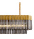 Poland 225 x 40cm Linear Pendant 12 Light E14 Brass/Smoked Sculpted Glass Item Weight: 60kg-8