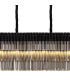 Poland 225 x 40cm Linear Pendant 12 Light E14 Matt Black/Smoked Sculpted Glass Item Weight: 60kg-7