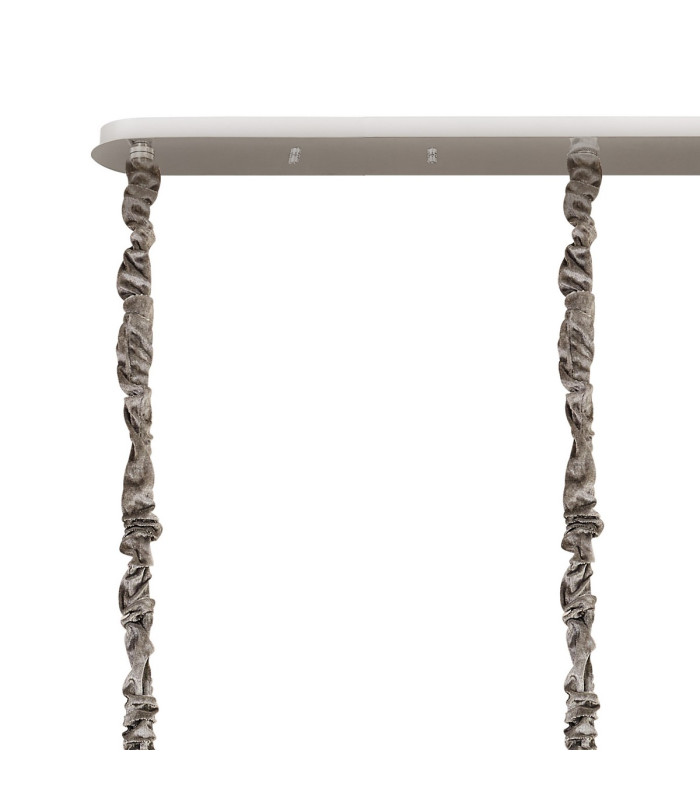 Poland 225 x 40cm Linear Pendant 12 Light E14 Polished Nickel/Clear Sculpted Glass Item Weight: 60kg-6