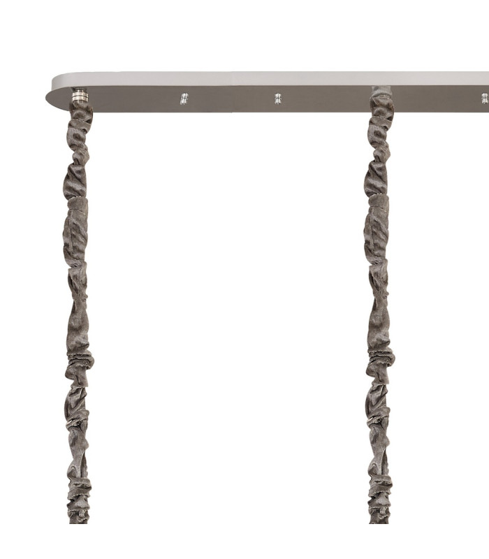 Poland 225 x 40cm Linear Pendant 12 Light E14 Polished Nickel/Smoked Sculpted Glass Item Weight: 60kg-6