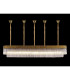 Poland 225 x 40cm Linear Pendant Bell Cup 12 Light E14 Brass/Clear Sculpted Glass Item Weight: 56kg-3