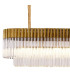 Poland 225 x 40cm Linear Pendant Bell Cup 12 Light E14 Brass/Clear Sculpted Glass Item Weight: 56kg-5