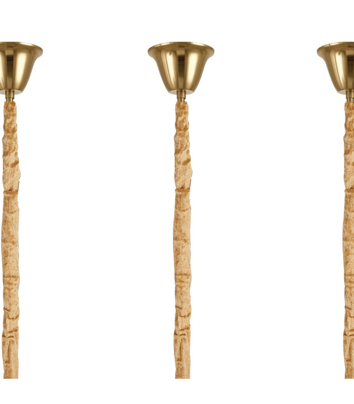 Poland 225 x 40cm Linear Pendant Bell Cup 12 Light E14 Brass/Clear Sculpted Glass Item Weight: 56kg-6