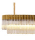 Poland 225 x 40cm Linear Pendant Bell Cup 12 Light E14 Brass/Cognac Sculpted Glass Item Weight: 56kg-5