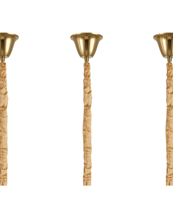 Poland 225 x 40cm Linear Pendant Bell Cup 12 Light E14 Brass/Cognac Sculpted Glass Item Weight: 56kg-6
