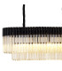 Poland 225 x 40cm Linear Pendant Bell Cup 12 Light E14 Matt Black/Cognac Sculpted Glass Item Weight: 56kg-5