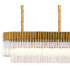 Poland 250 x 40cm Linear Pendant 13 Light E14 Brass/Clear Sculpted Glass Item Weight: 67kg-5