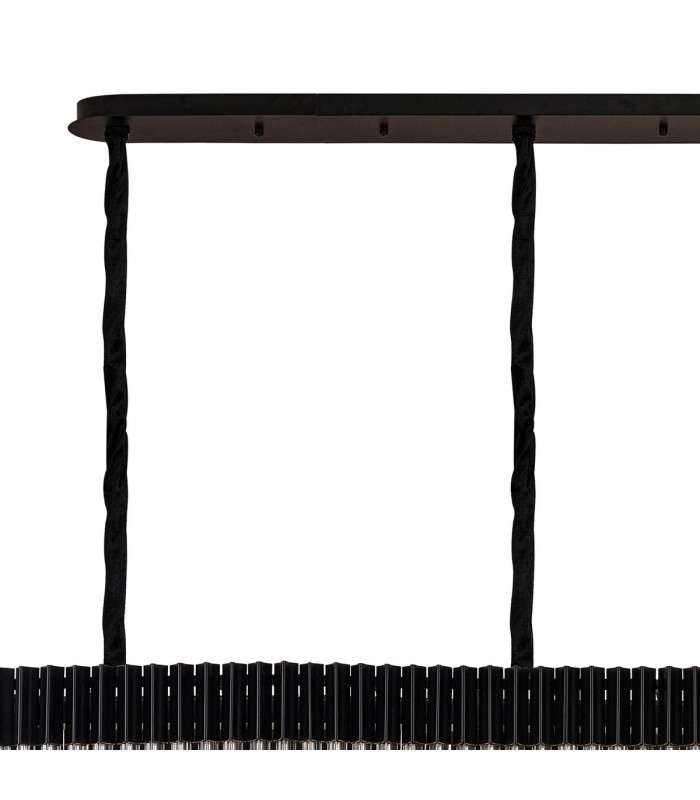 Poland 250 x 40cm Linear Pendant 13 Light E14 Matt Black/Clear Sculpted Glass Item Weight: 67kg-6