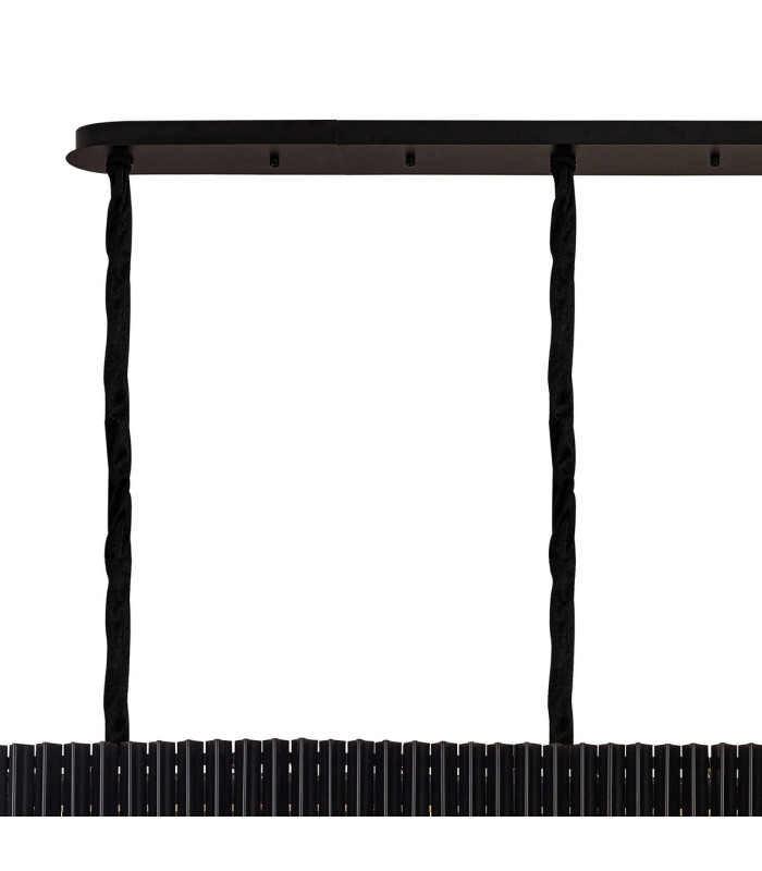 Poland 250 x 40cm Linear Pendant 13 Light E14 Matt Black/Cognac Sculpted Glass Item Weight: 67kg-6
