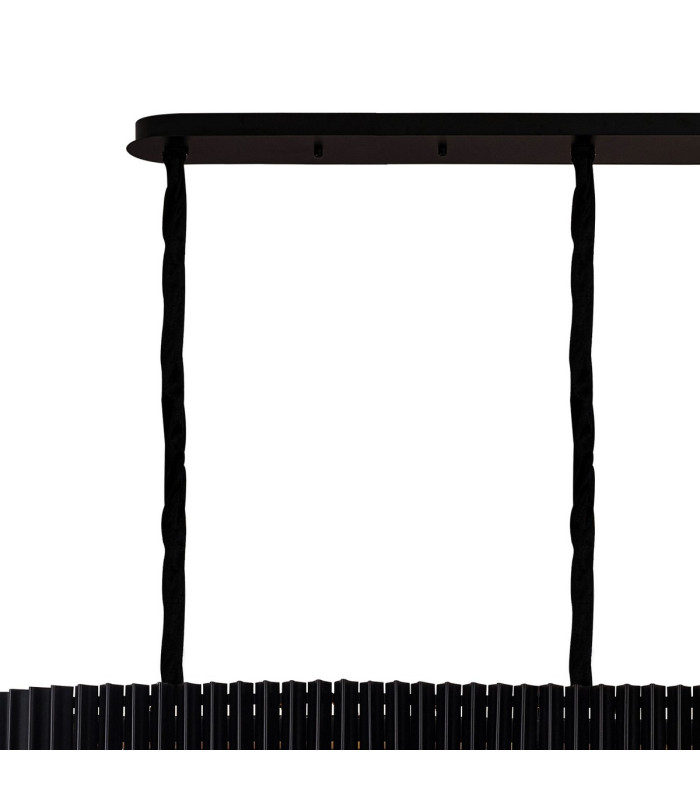 Poland 250 x 40cm Linear Pendant 13 Light E14 Matt Black/Smoked Sculpted Glass Item Weight: 67kg-6