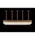 Poland 250 x 40cm Linear Pendant Bell Cup 13 Light E14 Brass/Clear Sculpted Glass Item Weight: 61kg-3