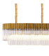 Poland 250 x 40cm Linear Pendant Bell Cup 13 Light E14 Brass/Clear Sculpted Glass Item Weight: 61kg-5