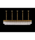 Poland 250 x 40cm Linear Pendant Bell Cup 13 Light E14 Brass/Clear Sculpted Glass Item Weight: 61kg-9