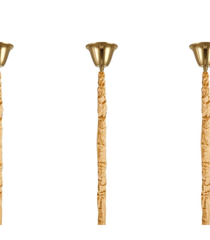 Poland 250 x 40cm Linear Pendant Bell Cup 13 Light E14 Brass/Cognac Sculpted Glass Item Weight: 61kg-6